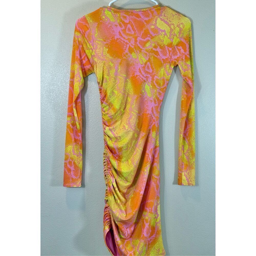 NWOT Naked Wardrobe Cinched Long Sleeve Bright Bodycon Sexy Mini Dress Small - Picture 5 of 11